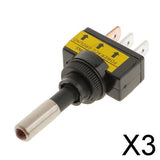 Maxbell 3x12V 20A Car Auto Boat Red LED Light Toggle Rocker Switch 3Pin SPST ON/OFF