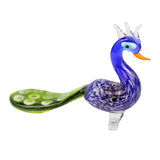 Glass Blown Peacocks Delicate Home Office Restaurant Decor Cute Smooth Lines blue