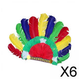 Maxbell 6xFeather Headdress Indian Hat Headwear for Performance Party Carnival Costume Style E