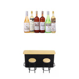 Maxbell 1:12 Dolls House Miniature Bar Counter Table Stools & 6pcs Wine Whisky Drinking