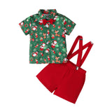 Maxbell Boys Suit Set with Bow Tie Shirt Christmas Outfits for Kids Children Cosplay Short Sleeve Clip S