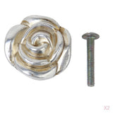 Maxbell 2 x Antique Silver Rose Cabinet Drawer Furniture Door knob Handle Pull Hardware 33mm