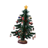 Christmas Tree Ornament Wooden with Star Mini for Party Tabletop Centerpiece Green Small