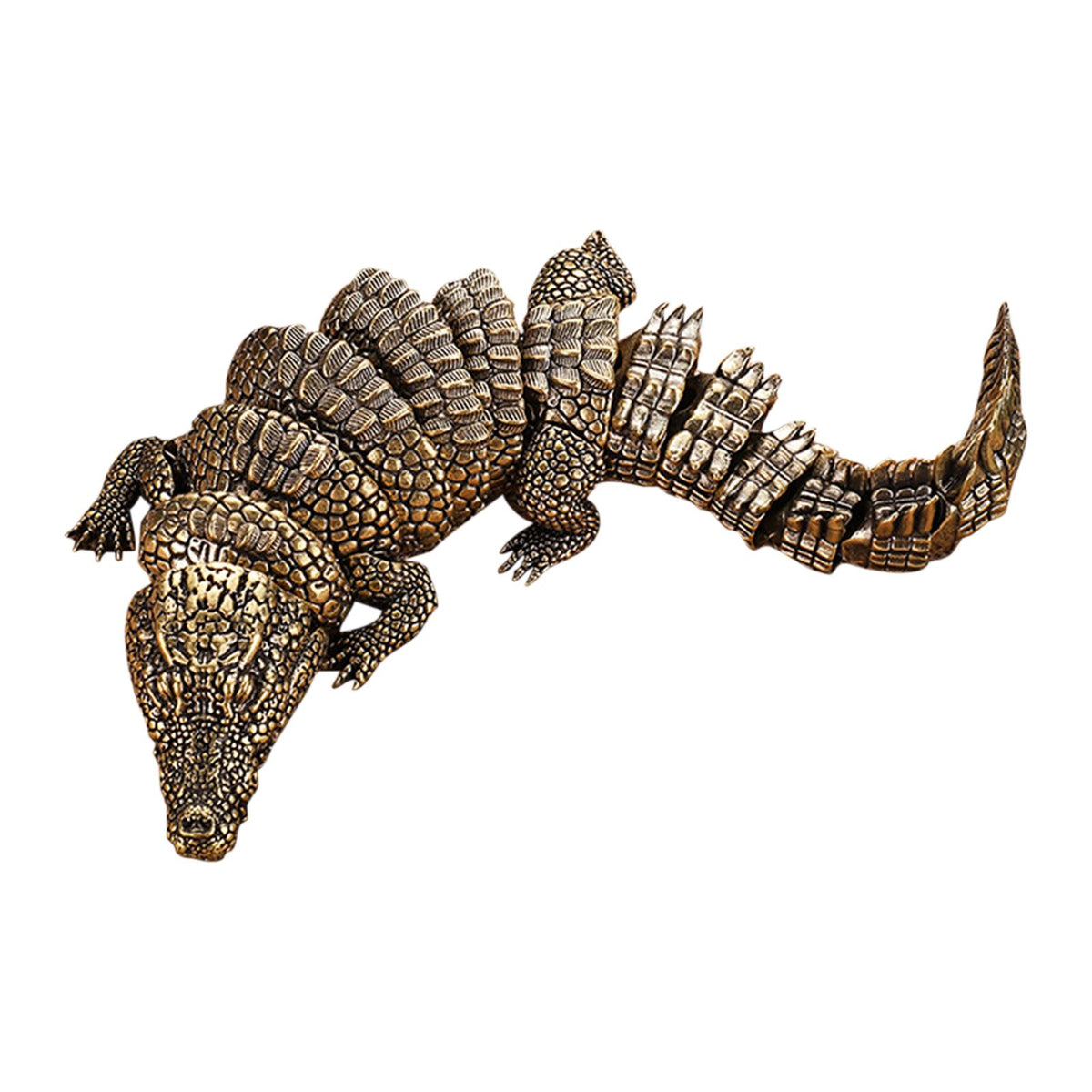Maxbell Crocodile Figurine Gift Simulation Crocodile Model Toy for Patio Desk Office Bronze