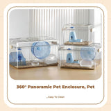 Amphibian Feeding Box, Portable Pet Container, Ventilated Habitat Enclosure for Small Animals Transparent 47x32x26cm