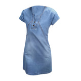 Maxbell Maxbell Womens Sexy Denim Dress Spring Summer V Neck Slim Fit Skirt Light Blue M