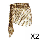 Maxbell 2xBelly Dance Hip Scarf for Women Waist Scarves Hipscarf Festival Clothing black gold