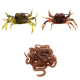 Maxbell 3D Soft Crab with Hook + Earthworm Lure Set Fishing Tackle Gear - Aladdin Shoppers