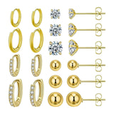 Maxbell 10 Pair Stud Earrings Unique for Party Supplies Engagement Multiple Piercing Gold