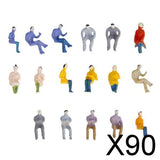 Maxbell 90x100x Painted Model Train Seated People Passengers Figures 1:100 TT Scale