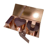 Maxbell Fillable Flower Gift Box I Love You Packaging Boxes for Birthday Mother's Day Gold