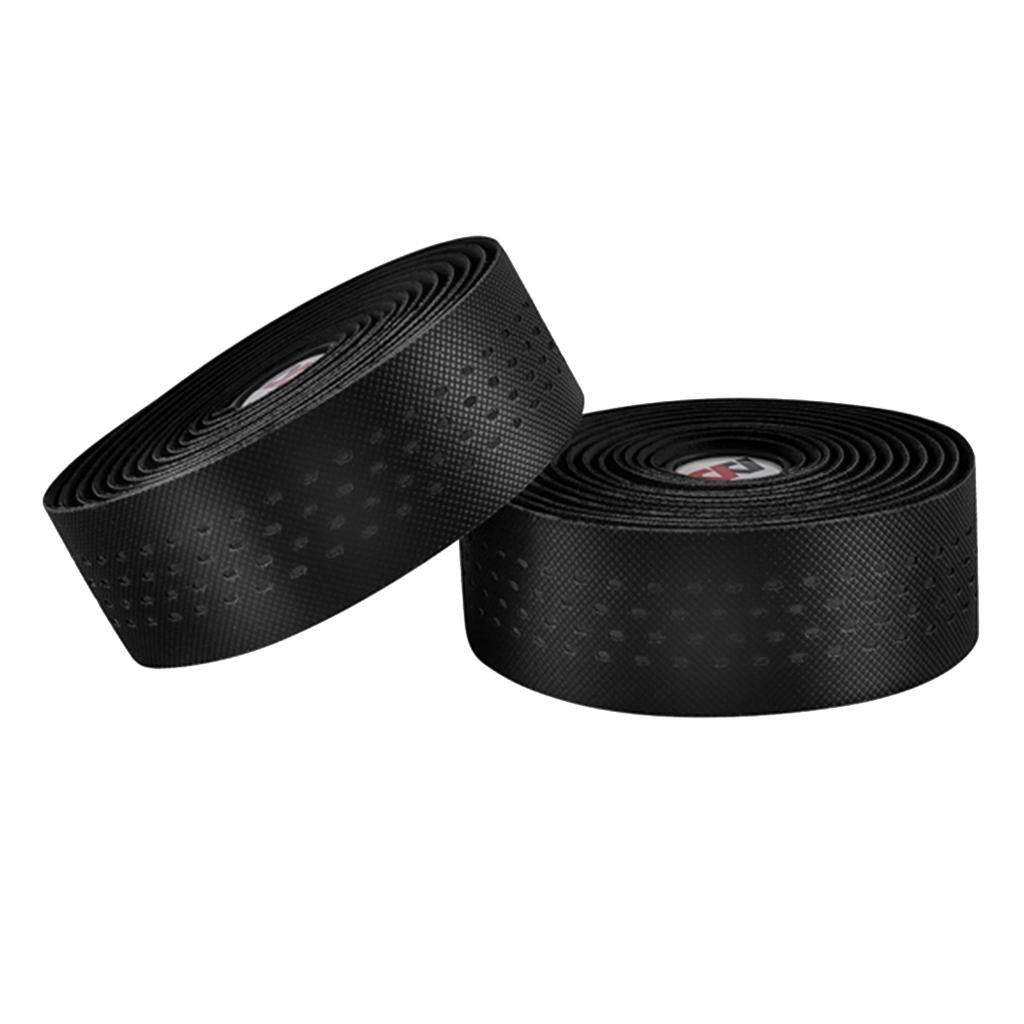 Maxbell Maxbell 2Pcs Bicycle Handlebar Tape PU Leather Fishing Rod Wrap End Plugs Black