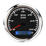 Maxbell Digital Tach Hour Meter Universal RPM Gauge for 12V/24V Autos 0 to 30 black
