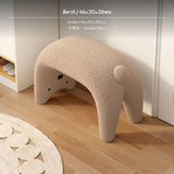 Maxbell Yellow Cat Ottoman Bench, creature Shaped Shoe Stool, Sherpa Upholstered Entryway Seat, Soft Sponge padding, Non-Slip Feet, 41cm Small Modern Accent for Bedroom, Living Room, Hallway Khaki