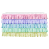 Maxbell 2x Tulle Rainbow Table Skirt for Wedding Party Home Table Decor 75x183cm