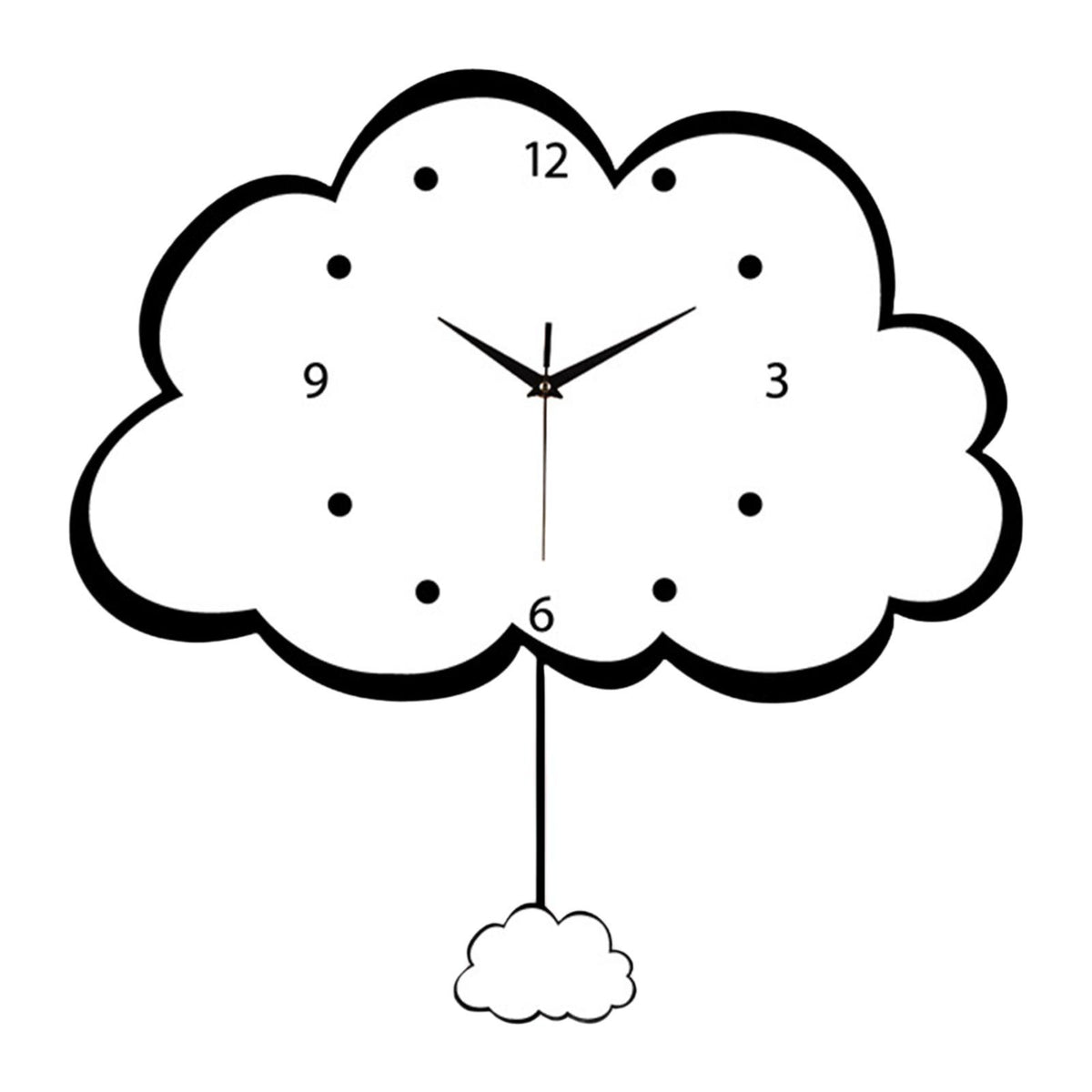 Maxbell Cloud Shape Wall Clock Nordic Simple Hanging Clock for Desk Bedroom Bathroom With Cloud Pendant