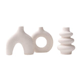 Maxbell 3Pcs Boho Ceramic Decor Vase Modern Flowerpot for Dining Room Bookshelf Home White