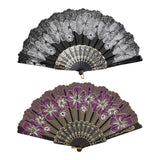 Maxbell 2x Folding Hand Fan Handmade Elegant Handheld Fan for Women Costume Weddings White and Purple