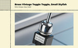 Brass Toggle controller, Universal Motorcycle Handlebar, On-deactivate, 22mm Mount Brass 2-Position