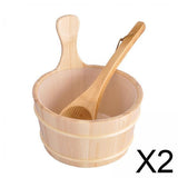 Maxbell 2x4L Large Capacity Wooden Sauna Barrel Equipped and Ladle for Sauna Bath Spa