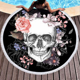 Maxbell Skull Pattern Round Beach Towel Tapestry Yoga Beach Mat Blanket Skull 1
