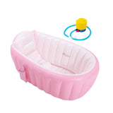 Maxbell Inflatable Baby Bathtub Baby Pool Foldable Portable Shower Basin for Newborn Pink with Foot Pump