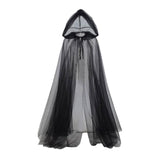 Maxbell Halloween Cloak Full Length Gothic Tulle Cape for Club Punk Party Photo Prop black