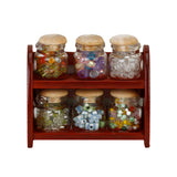 Maxbell 1/12 Miniature Glass Spice Pot Bottle Jars Rack Dollhouse Kitchen Accessory