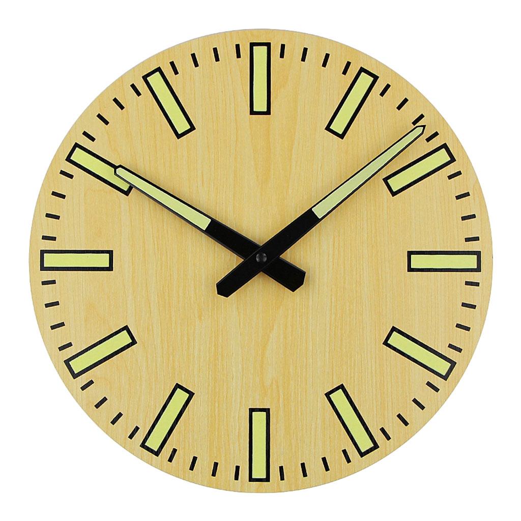 11'' Luminous Wall Clock Silent Quartz Wall Clock Battery Operated for Home Needle Light Wood