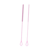 Maxbell 2 Pieces Silicone Straw Cleaner Brushes Reusable for Drinking Straw Keyboard Pink