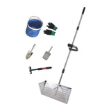 Maxbell Sand Rake Large Telescopic Handle Carbon Steel Convenient Sifting Pet Shovel silver