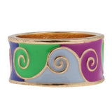 Maxbell Women's Gold Plated Alloy Colorful Enamel Wave Fashion Finger Ring Size 7 - Aladdin Shoppers