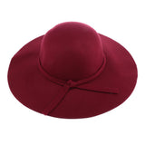 Maxbell Vintage Wool Felt Fedora Hat Foldable Floppy Wide Brim Hat Women Wine Red