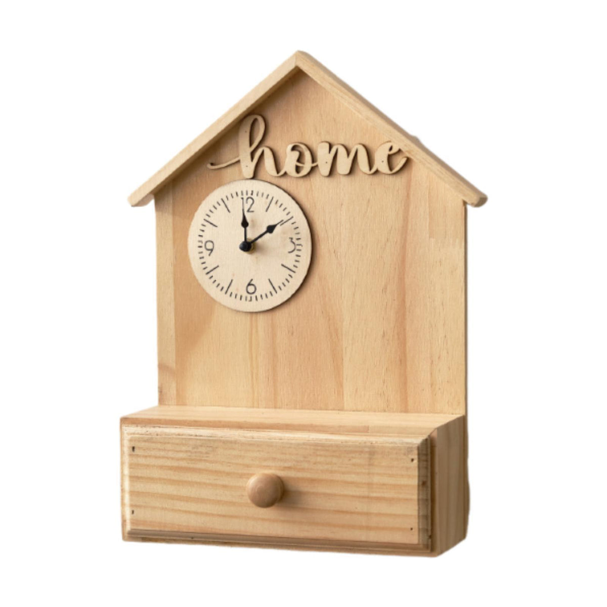 Maxbell Wall Clock Creative with Storage Drawer for Bathroom Living Room Dining Room Khaki