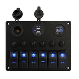 2x6 Gang Waterproof Car Marine Boat Circuit LED On/Off Rocker Switch Panel