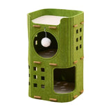 Maxbell Cat Bed Cave Hideaway Scratch Resistant Hut Cat House for Playing Pet Kitten Green Double Layer