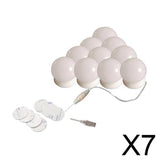 7x10Pcs  LED Vanity Dimmable Mirror Lamp Lights Bulbs Kit adhesive