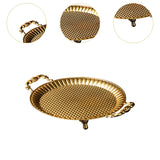 Maxbell Fruit Plate Metal Decorative Plate Round Food Plate for Candy Dessert Dinner 33.5cmx27cmx5.5cm