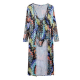 Maxbell Maxbell Sexy Tie Dyed One Piece Lace Up Swimsuit Cover Up Set Maxi Beach Dress M #3