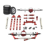 Maxbell RC Car Upgrade Parts Metal Front and Rear Assembly Kits for MN82 1/12 RC Car Red