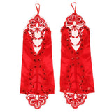 Maxbell Womens Shiny Stretch Satin Dress Fingerless Gloves Bridal Wedding Gloves-Red - Aladdin Shoppers