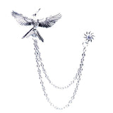 Maxbell Tassel Chain Brooch Flying Eagle Women Men's Tassel Brooch Corsage Silver - Aladdin Shoppers