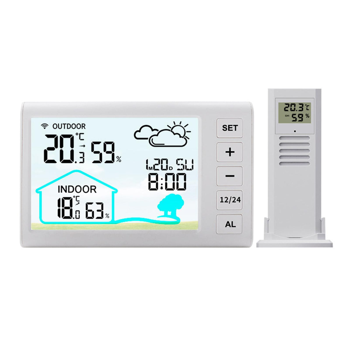 Maxbell Weather Station with Clock Professional Display Digital with Backlight White
