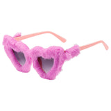 Maxbell 5xSoft Plush Sunglasses Sun Glasses Eyewear for Masquerade Travel Photo Props Pink Purple