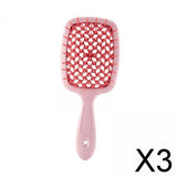 Maxbell 3xDetangling Hair Brush Soft Flexible Accessory Durable Curved Vent Hair Brush Pink