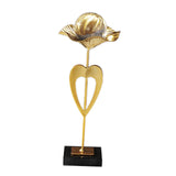 Maxbell Maxbell Metal Leaf Statue Sculpture Bedroom Farmhouse Cabinet Ball Ornament Figurine With Love 5x5x23.5cm