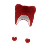 Maxbell Bear Ears Trapper Hat Stylish Ear Protection Hat for Climbing Biking Skating Red