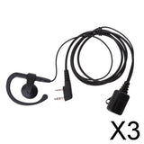 Maxbell 3x2 Pin G-Shape Headset PTT Mic Earphone for Walkie Talkie 2 Way Radio Black