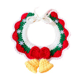 New Year Cat Collar Dress up Knitted New Year Cat Collar for Small Dog Kitty M Christmas snowflake