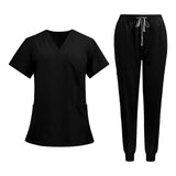 Maxbell 2xNursing Uniforms Scrub Set Short Sleeve Nurse Top and Pants for Pet Groomer